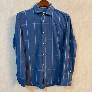 Mizzen+Main Performance Button Up Mens Large Trim Fit Blue